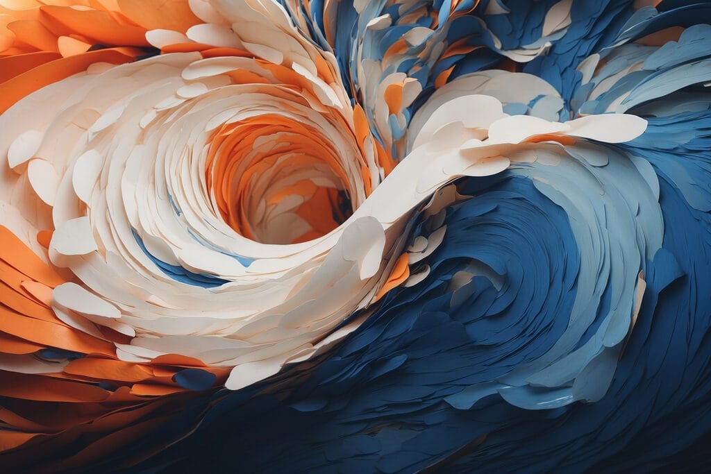 Vortice blu e arancio — design completo