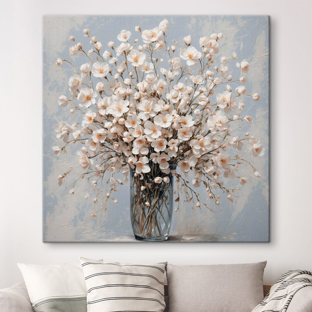 Fioritura bianca in vetro — ambiente 1