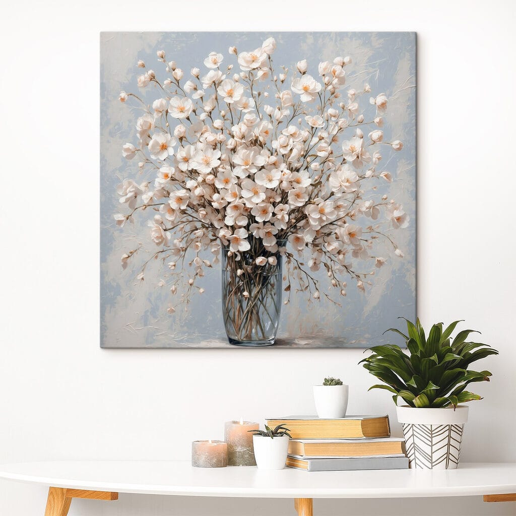 Fioritura bianca in vetro — ambiente 3