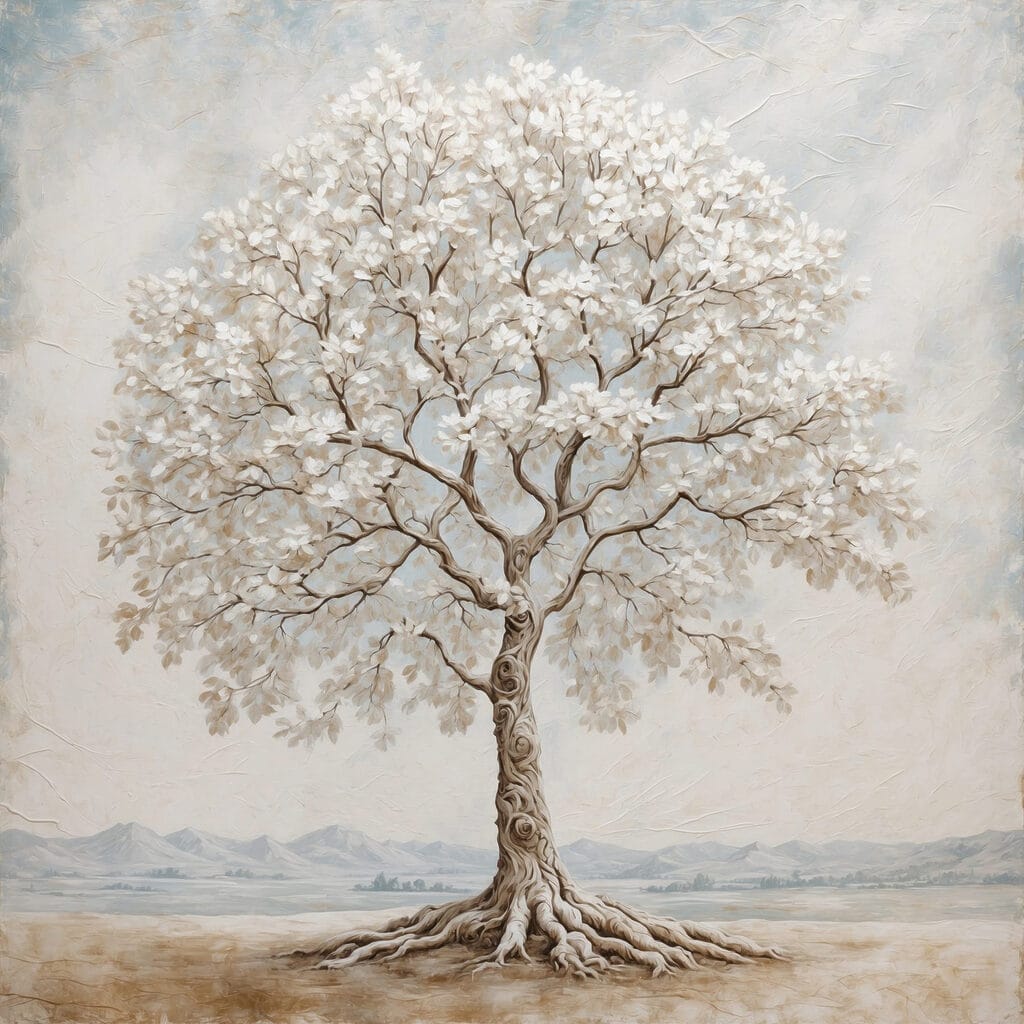 Albero con chioma bianca — design completo