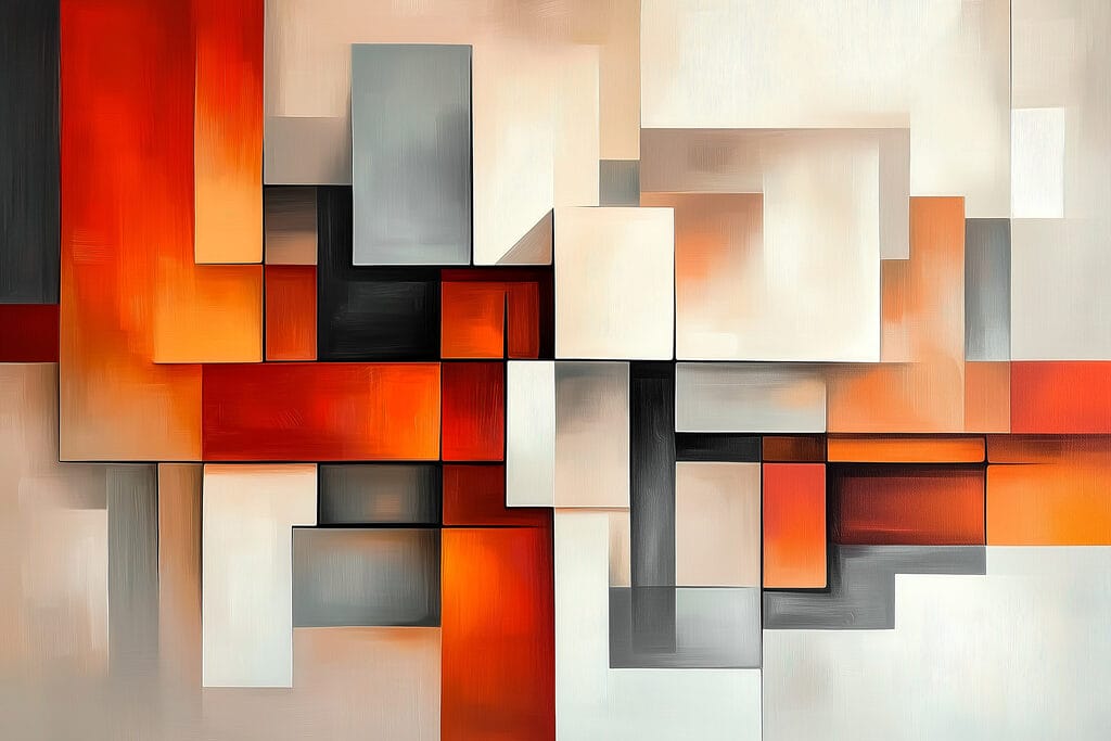 Blocchi arancio su crema — design completo