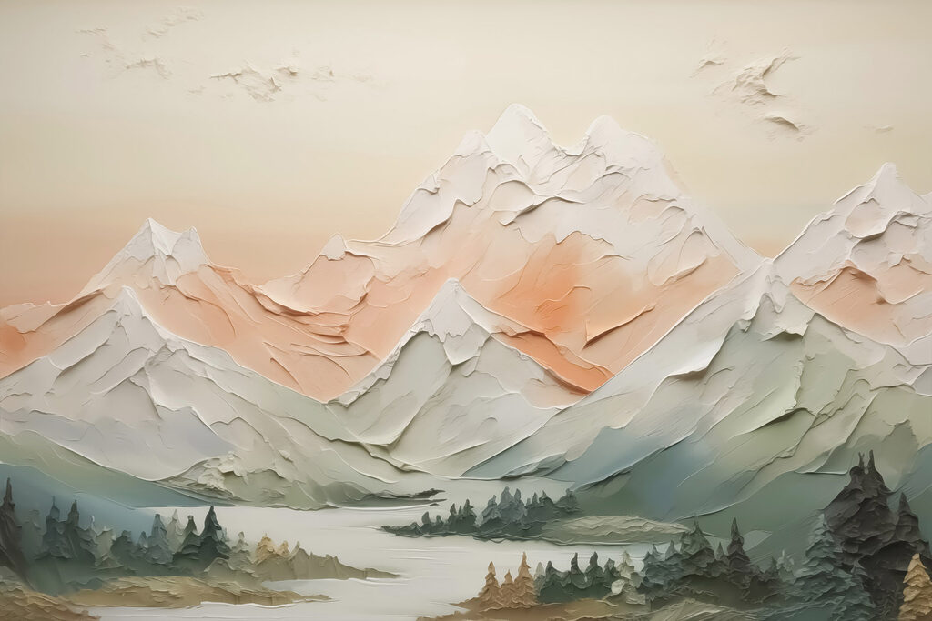 Montagne pallide sul lago — design completo