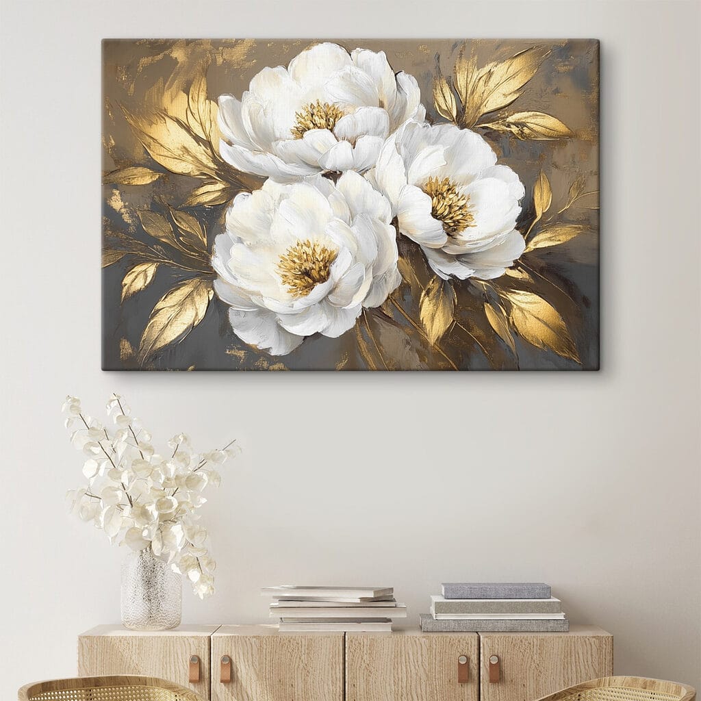 Peonie bianche e oro — ambiente 1