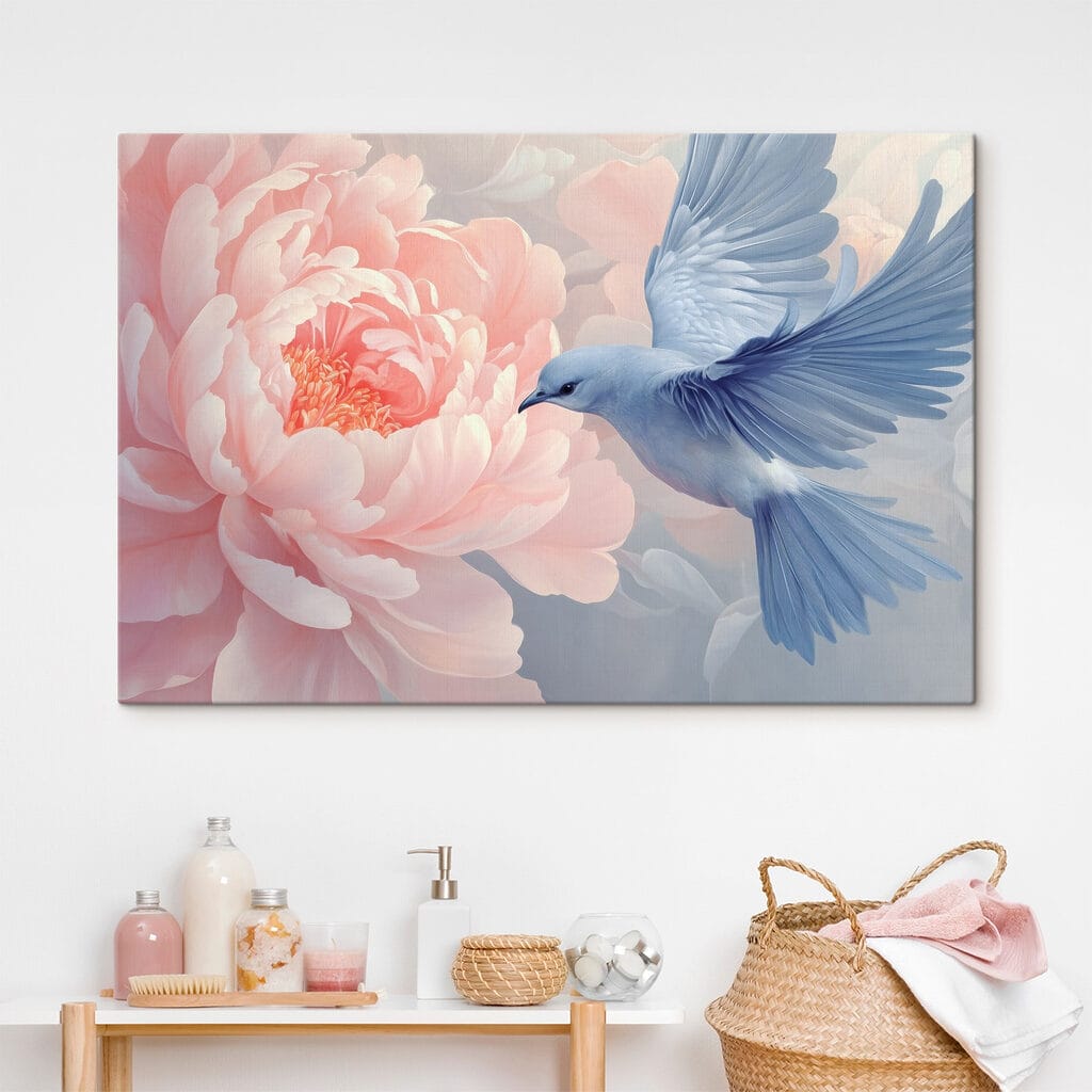 Uccello e peonia rosa — ambiente 1