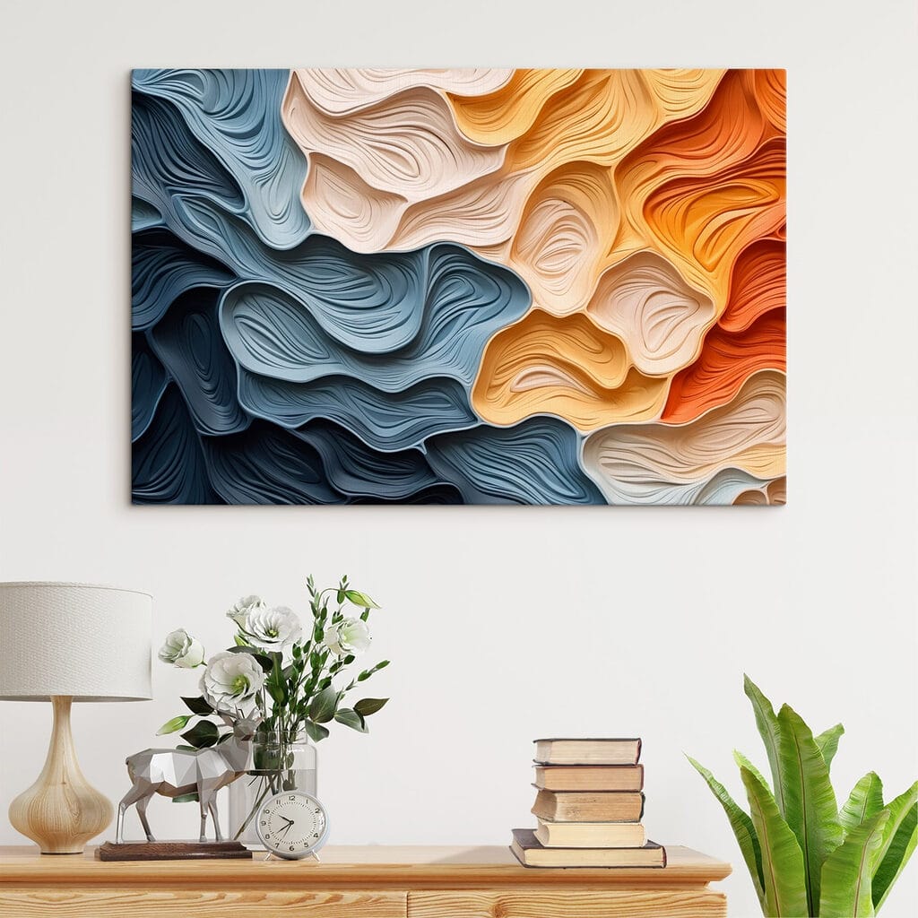 Pieghe blu e arancio — ambiente 1