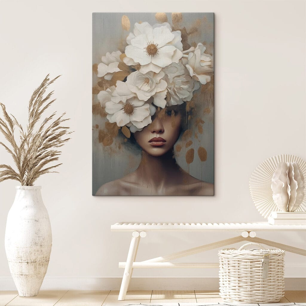 Donna sotto fiori bianchi — ambiente 1