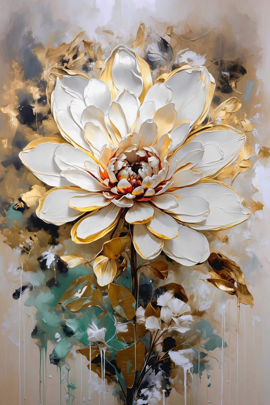 Fiore bianco, tocchi d’oro — design completo