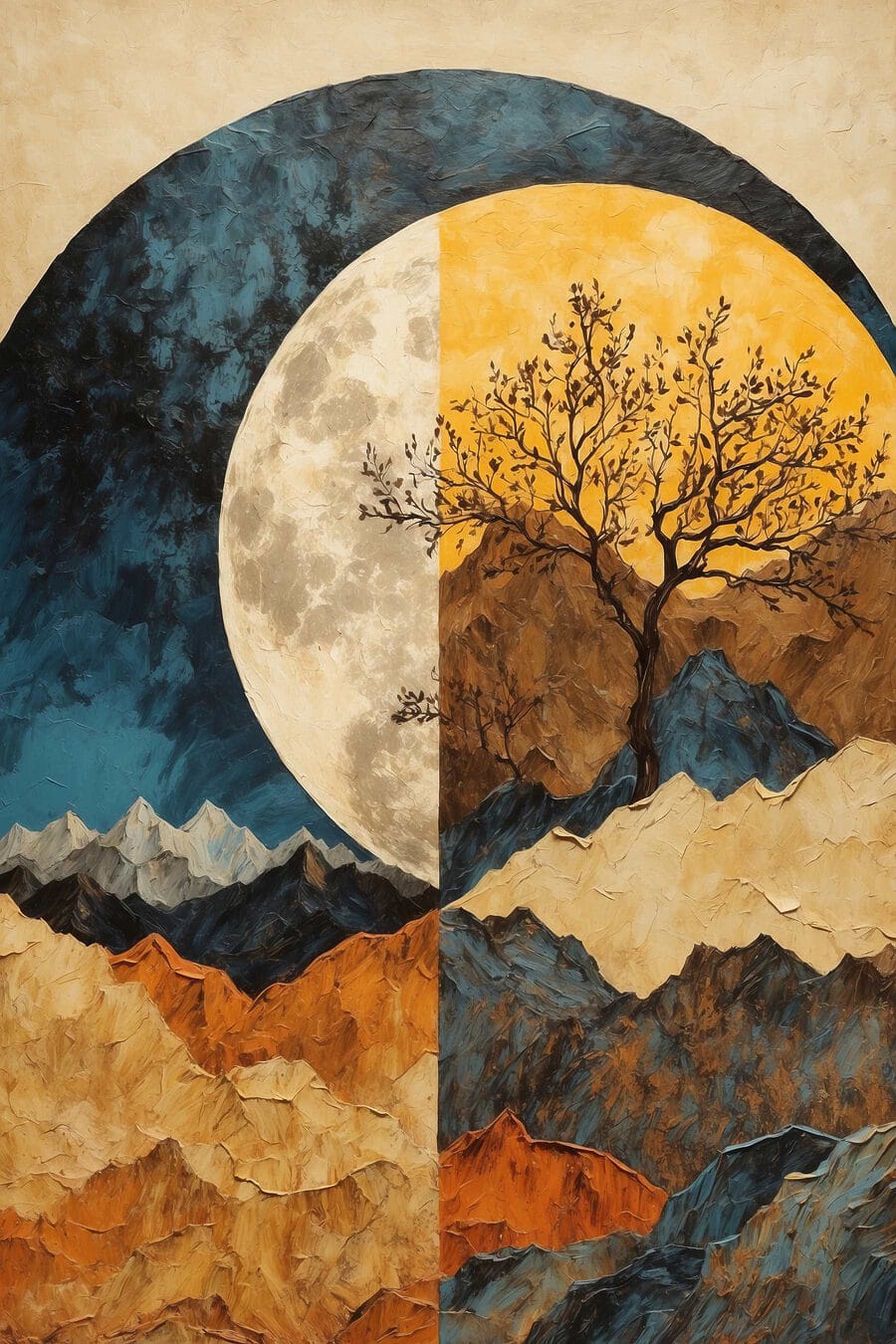 Luna e albero — design completo