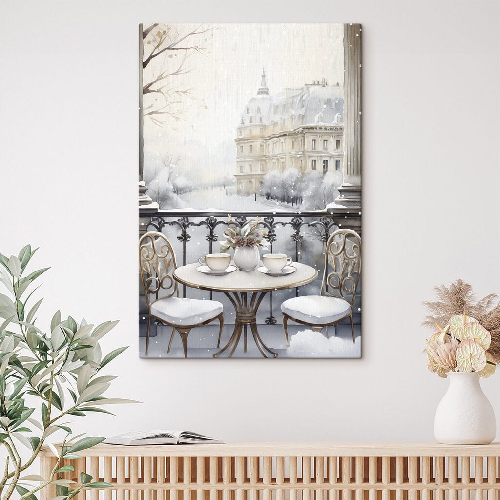 Terrazza innevata, facciate chiare — ambiente 1