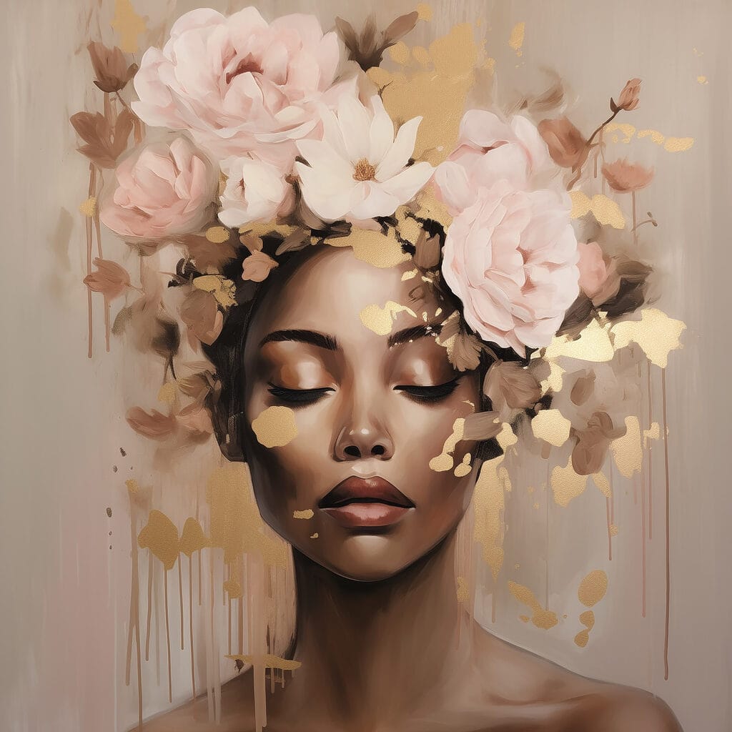 Donna con corona rosa — design completo