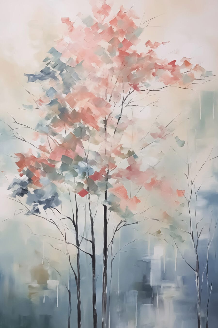 Alberelli rosa nella nebbia — design completo