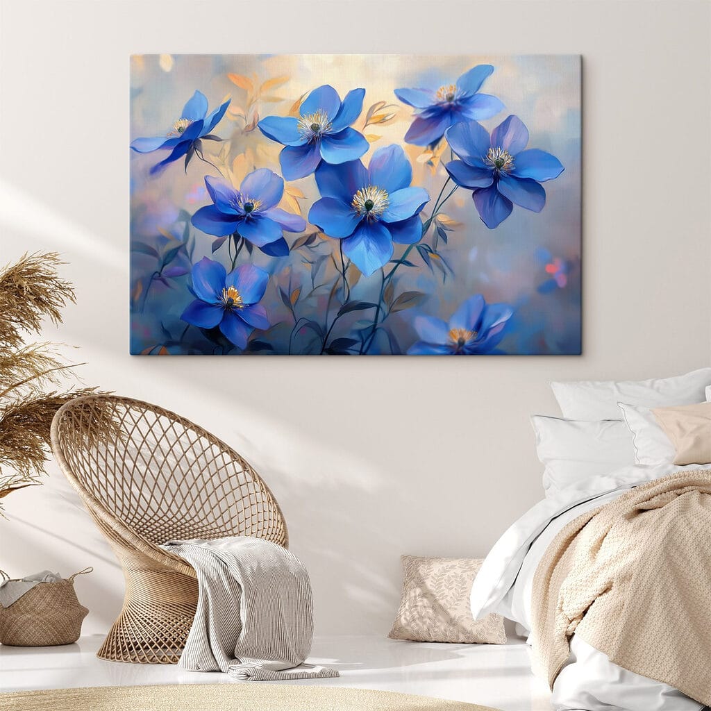Fiori blu, foglie dorate — ambiente 1
