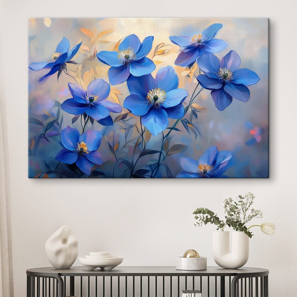 Fiori blu, foglie dorate — ambiente 2