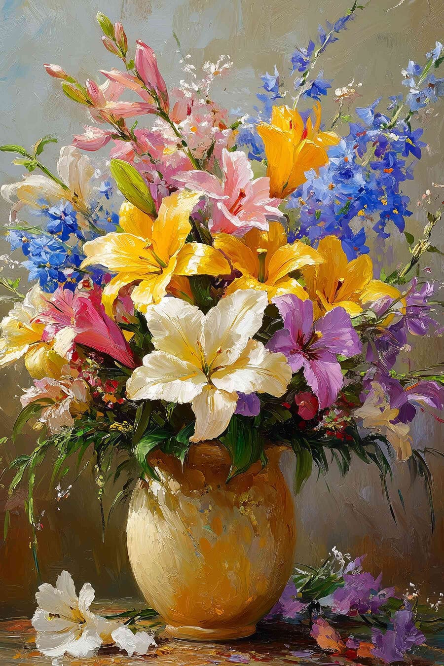 Bouquet in vaso ocra — design completo