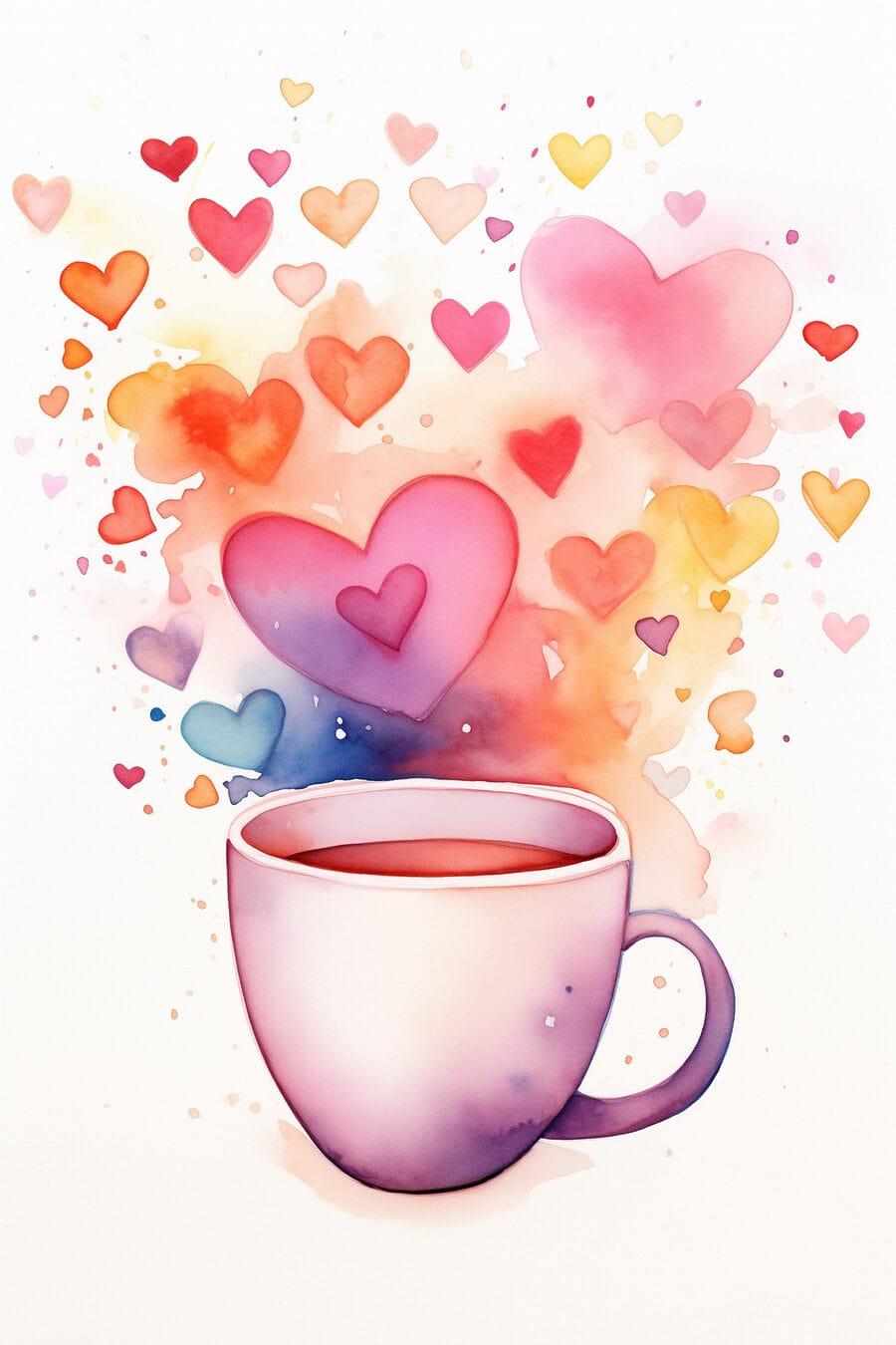 Cuoricini sulla tazza rosa — design completo