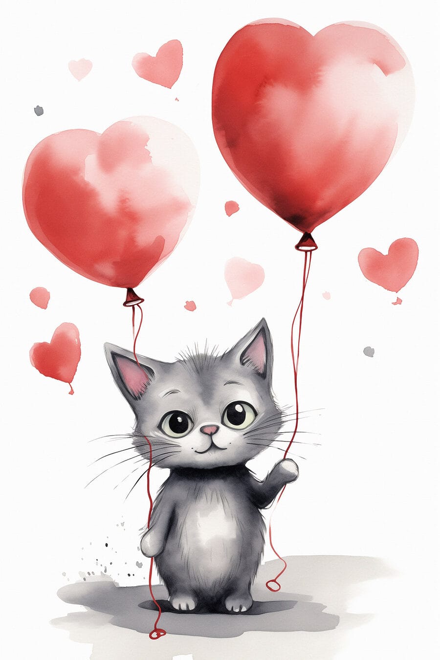 Gattino con palloncini — design completo