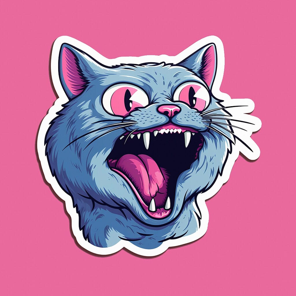Gatto a bocca aperta — design completo