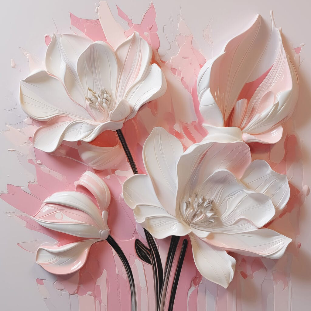 Fiori bianchi su rosa — design completo