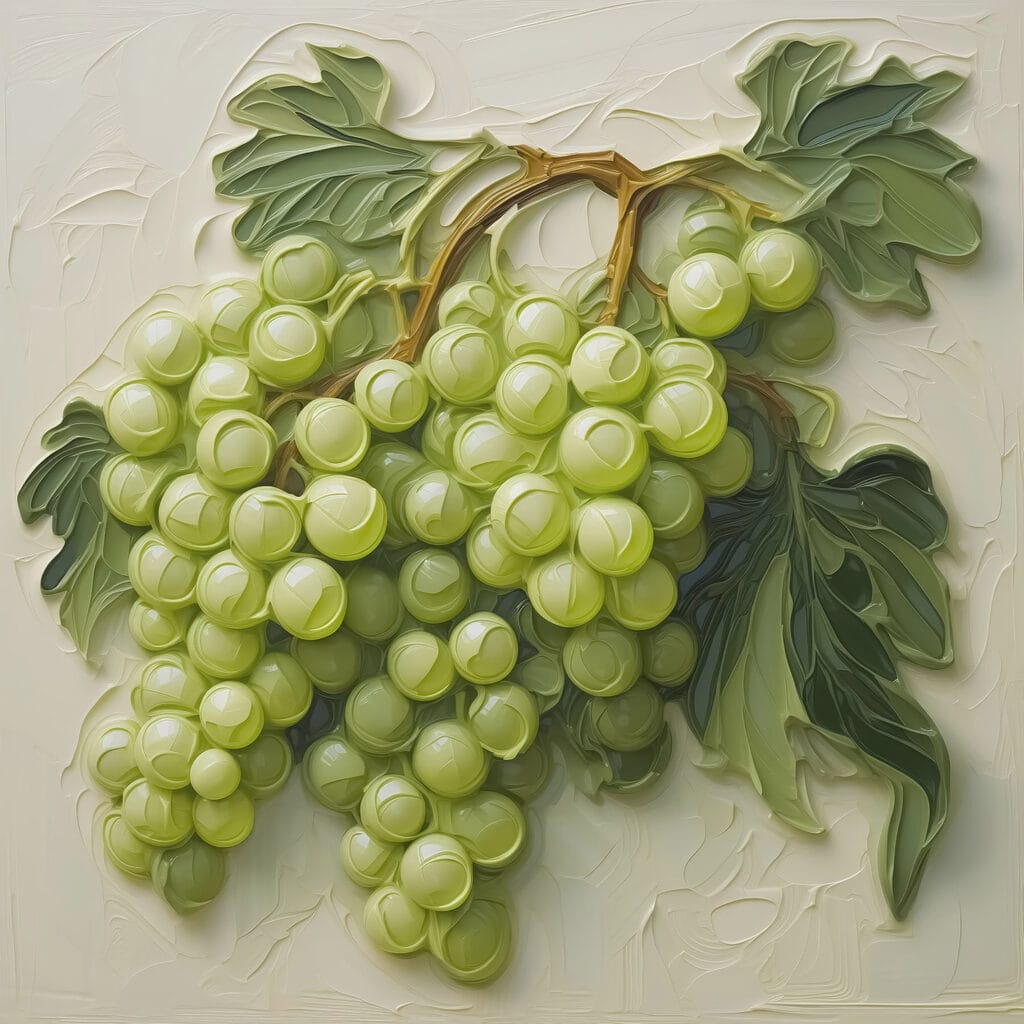 Uva verde con foglie — design completo