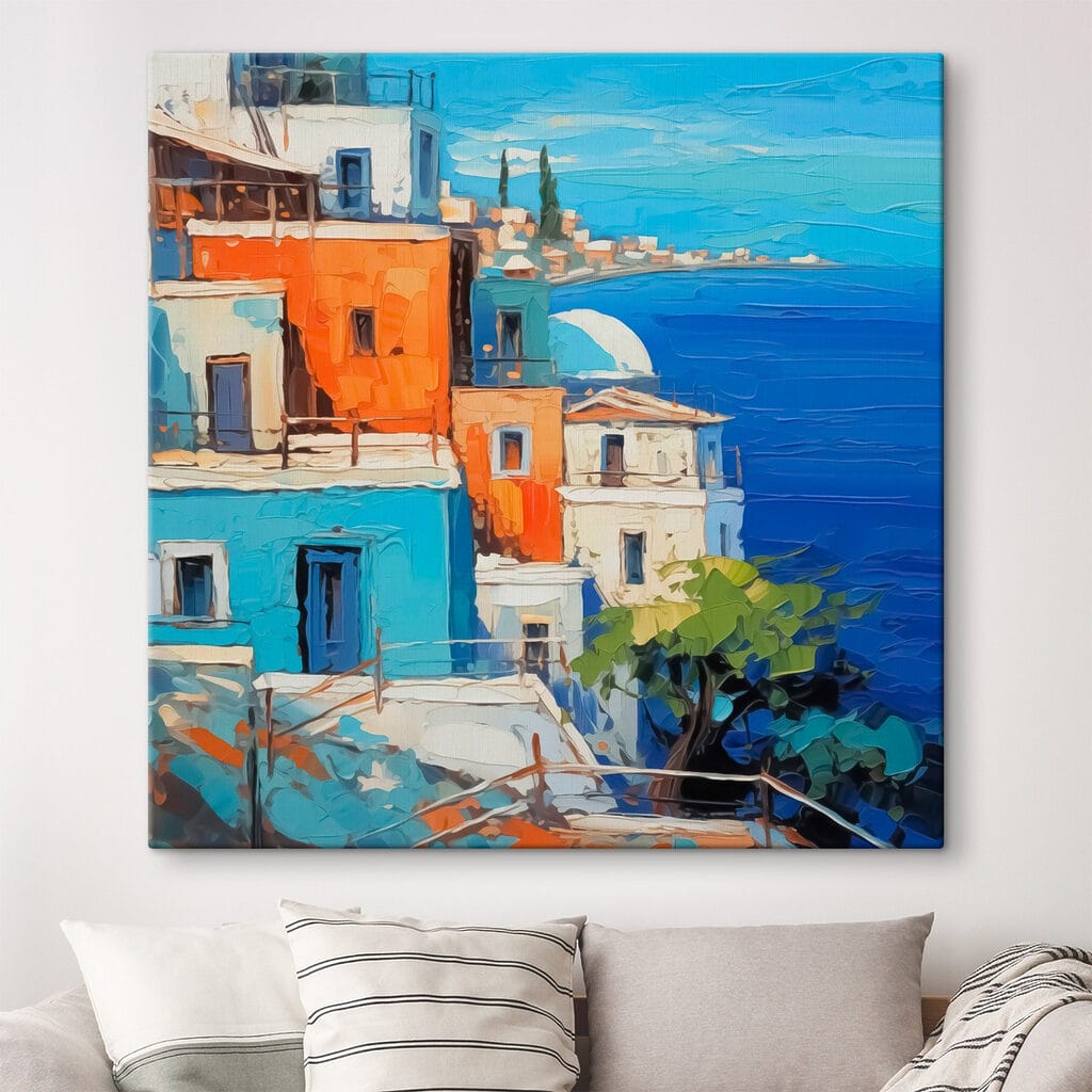Case colorate sul mare in un ambiente