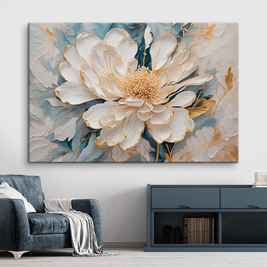 Fiore bianco, linee d’oro — ambiente 1