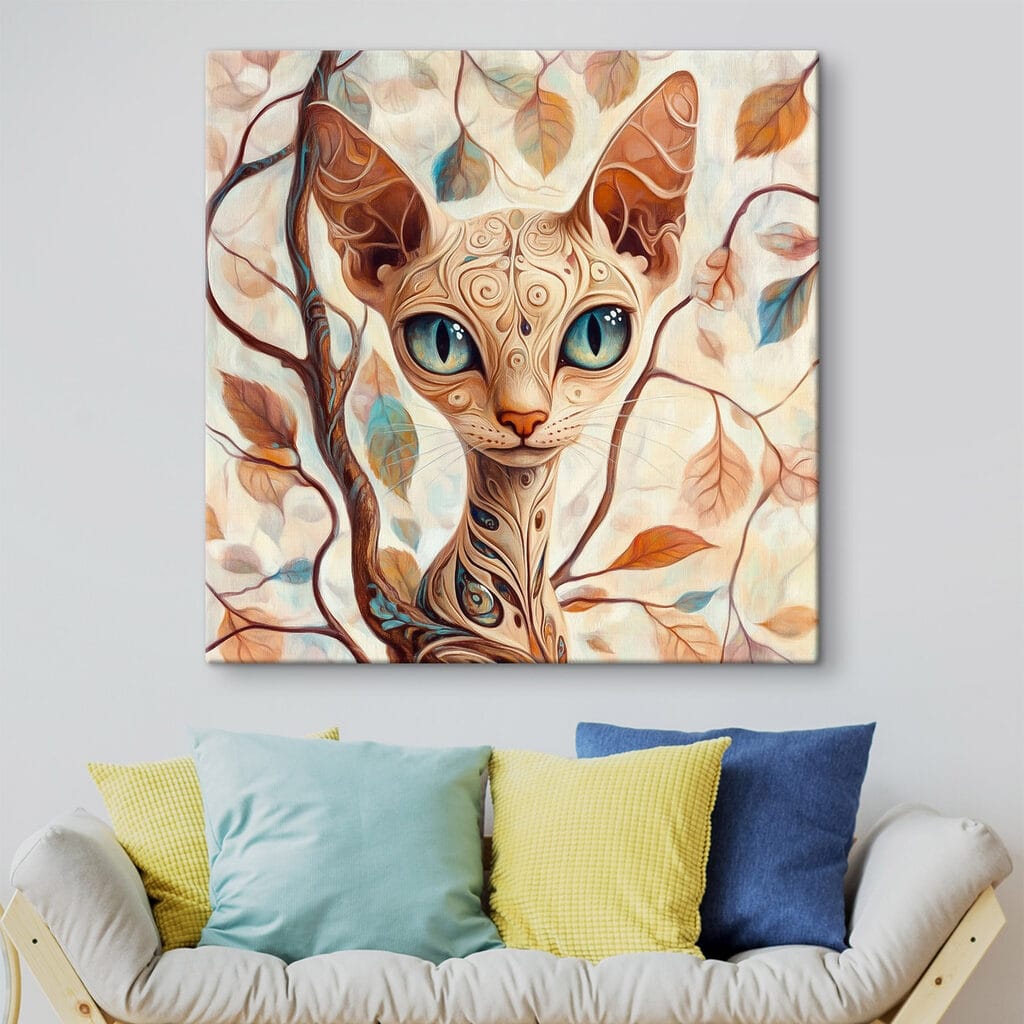 Gatto elegante tra foglie — ambiente 1
