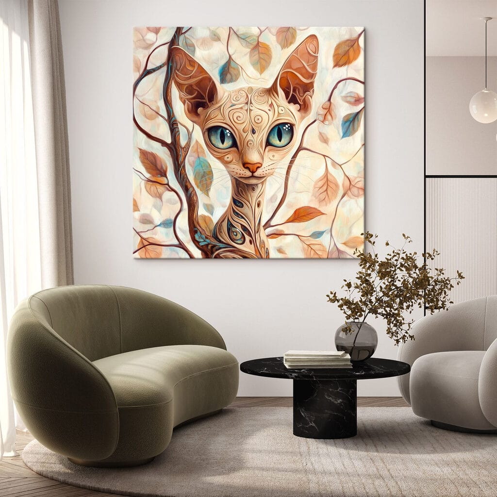 Gatto elegante tra foglie — ambiente 2