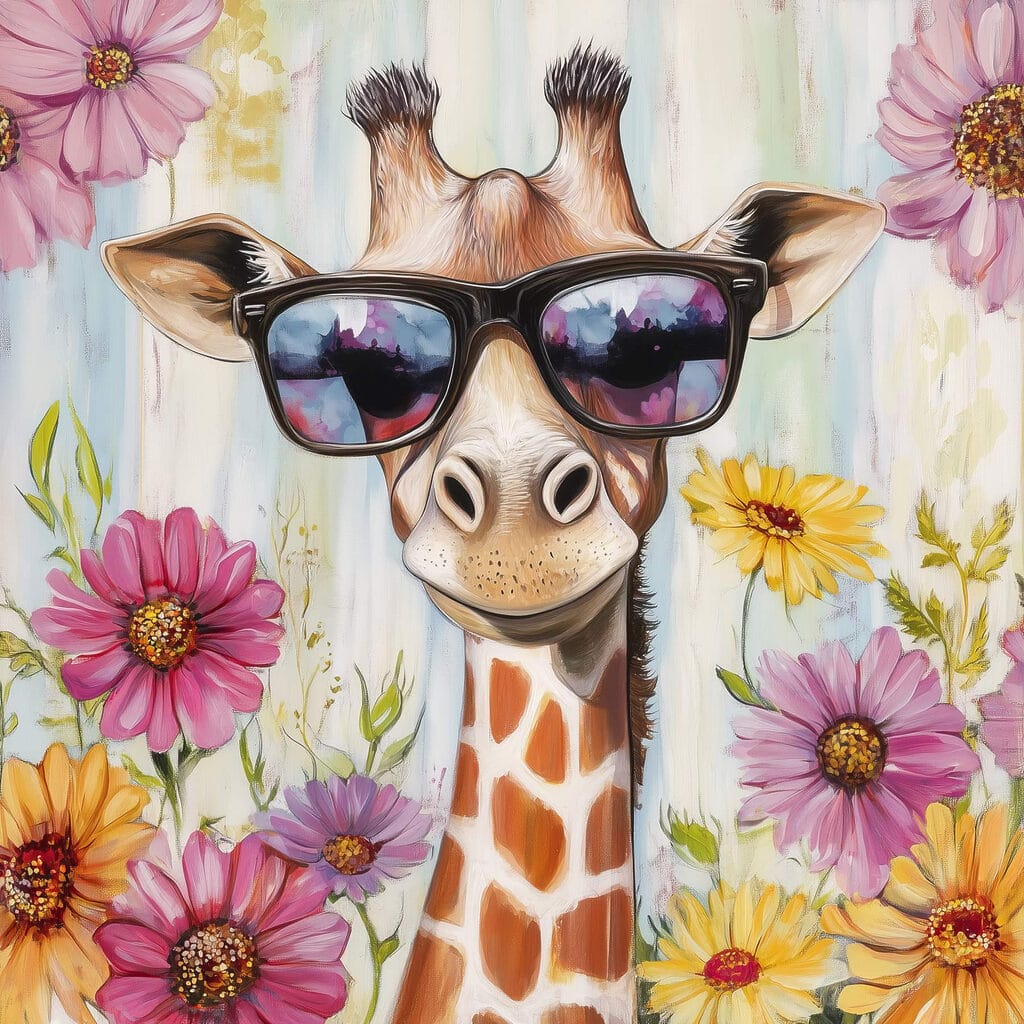 Giraffa tra i fiori — design completo