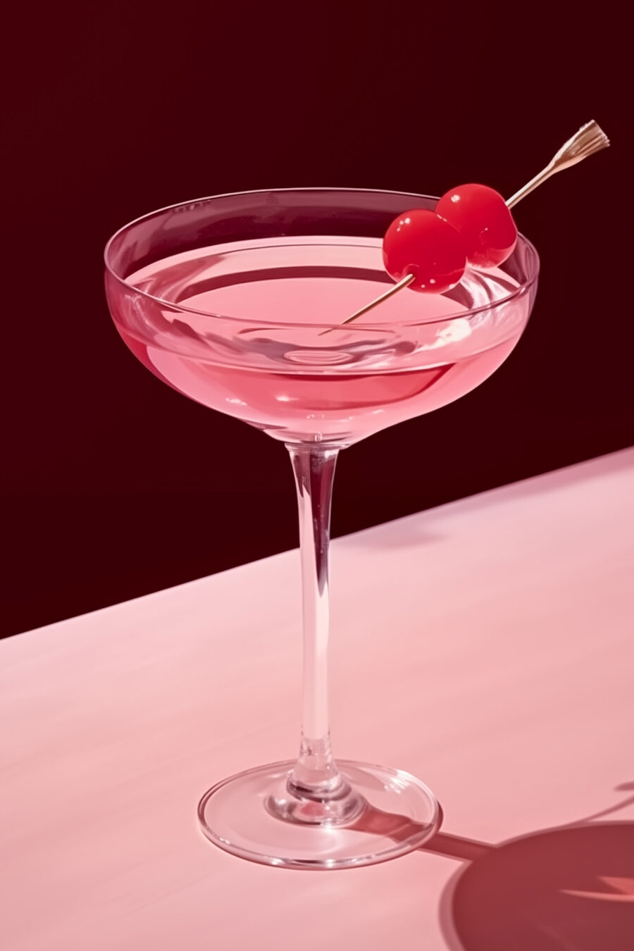 Cocktail rosa con ciliegia — design completo