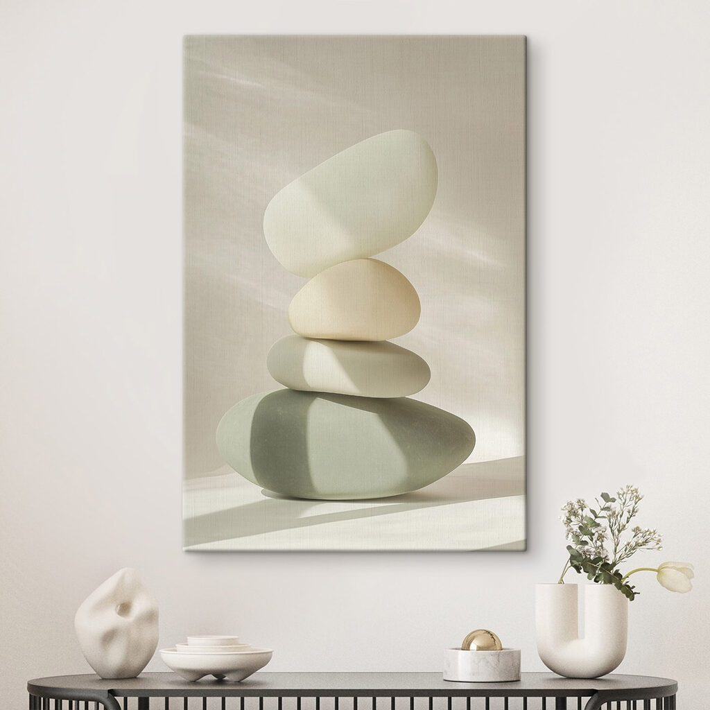 Pietre morbide in equilibrio in un ambiente