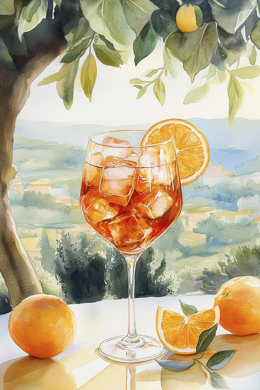 Cocktail arancio e colline — design completo