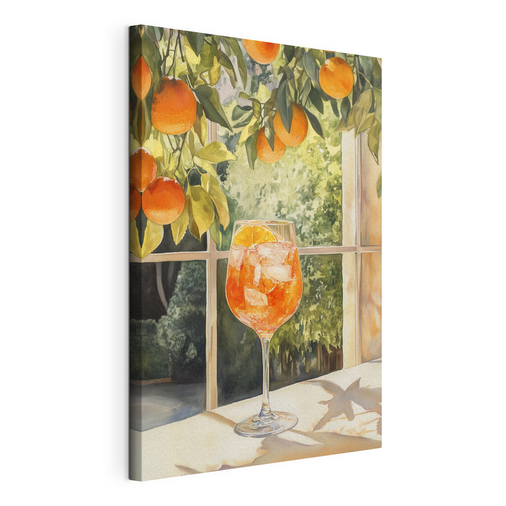 Spritz sotto gli aranci, tela tesa e bordo avvolto