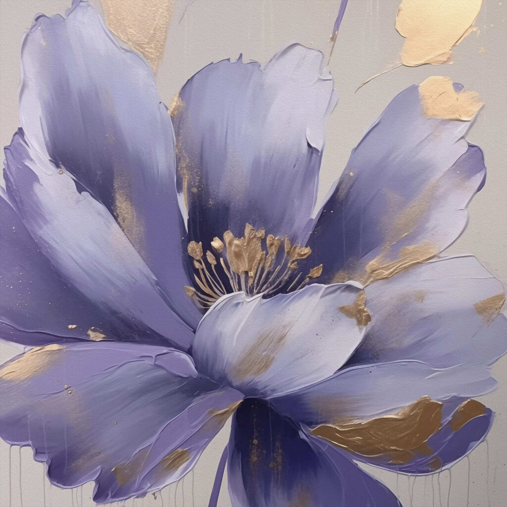 Fiore lilla e oro — design completo