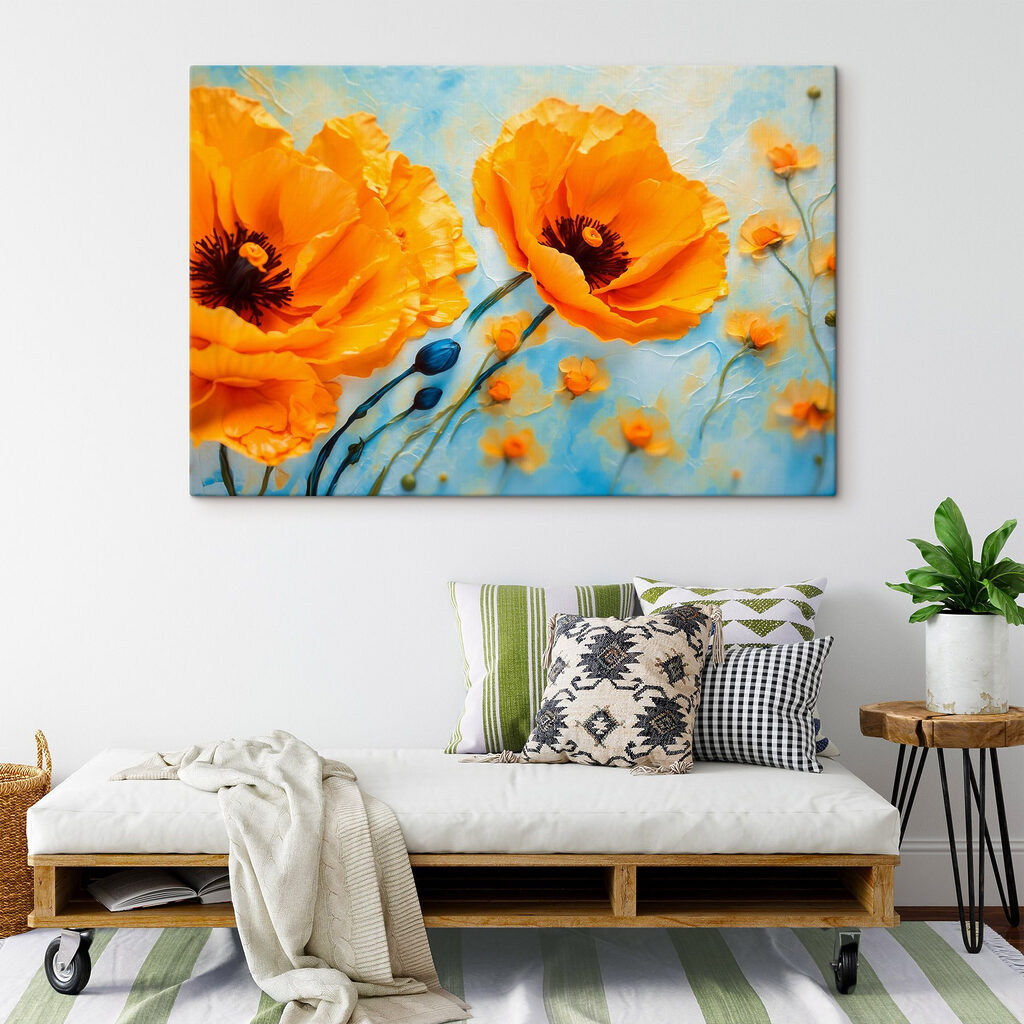 Papaveri arancio su azzurro — ambiente 2