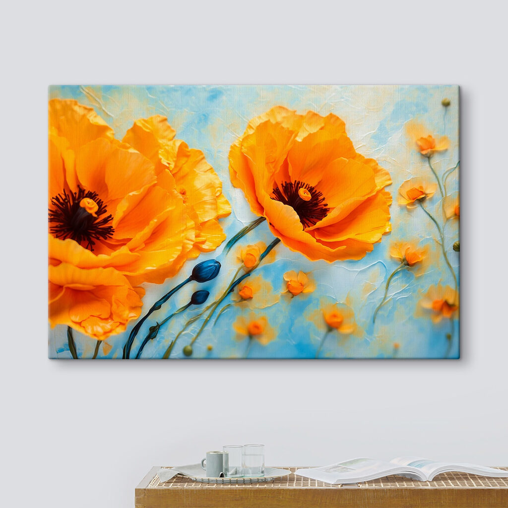 Papaveri arancio su azzurro — ambiente 3