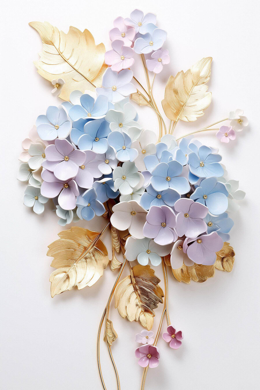 Fiori pastello e oro — design completo