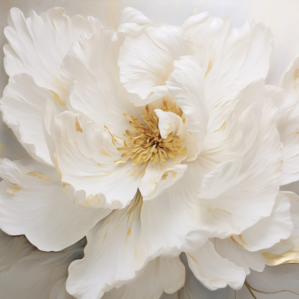 Peonia bianca da vicino — design completo