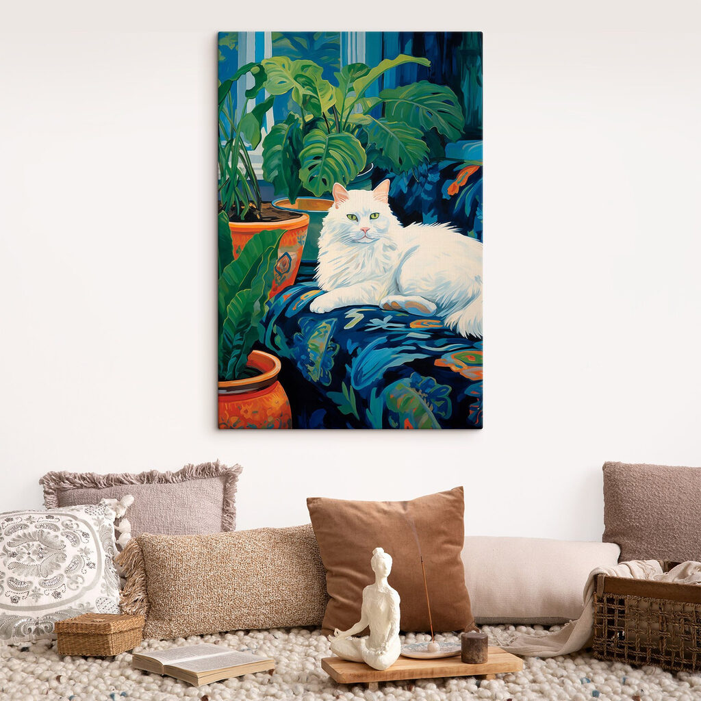 Gatto bianco tra piante — ambiente 2