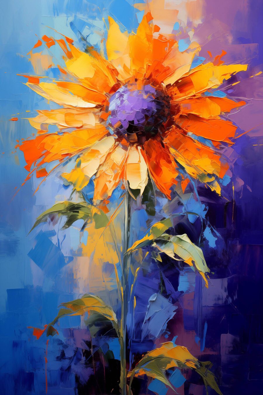 Girasole su fondo blu — design completo
