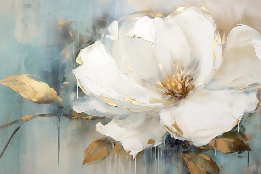 Fiore bianco su verde — design completo