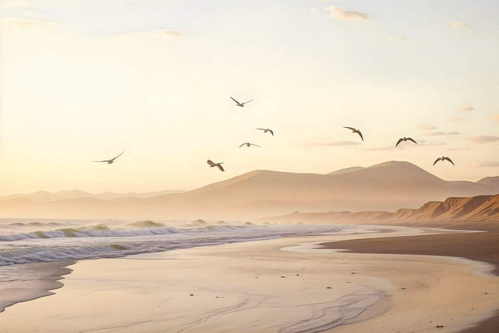 Uccelli sulla spiaggia — design completo
