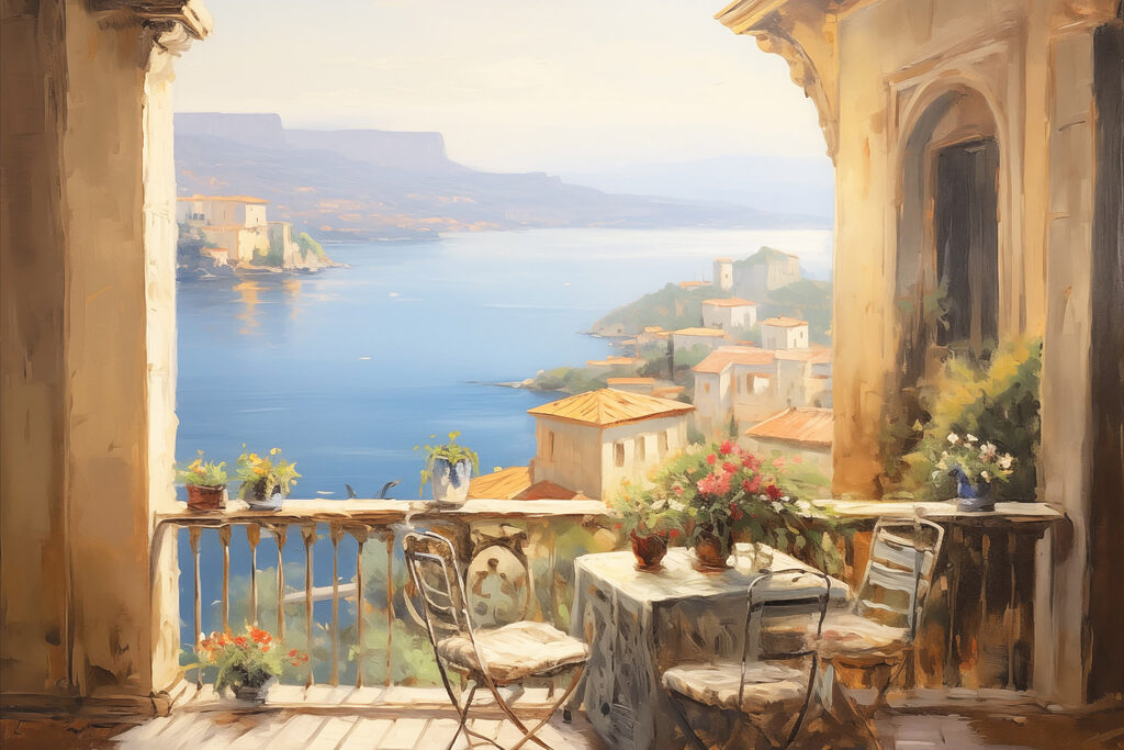 Balcone soleggiato sulla baia — design completo