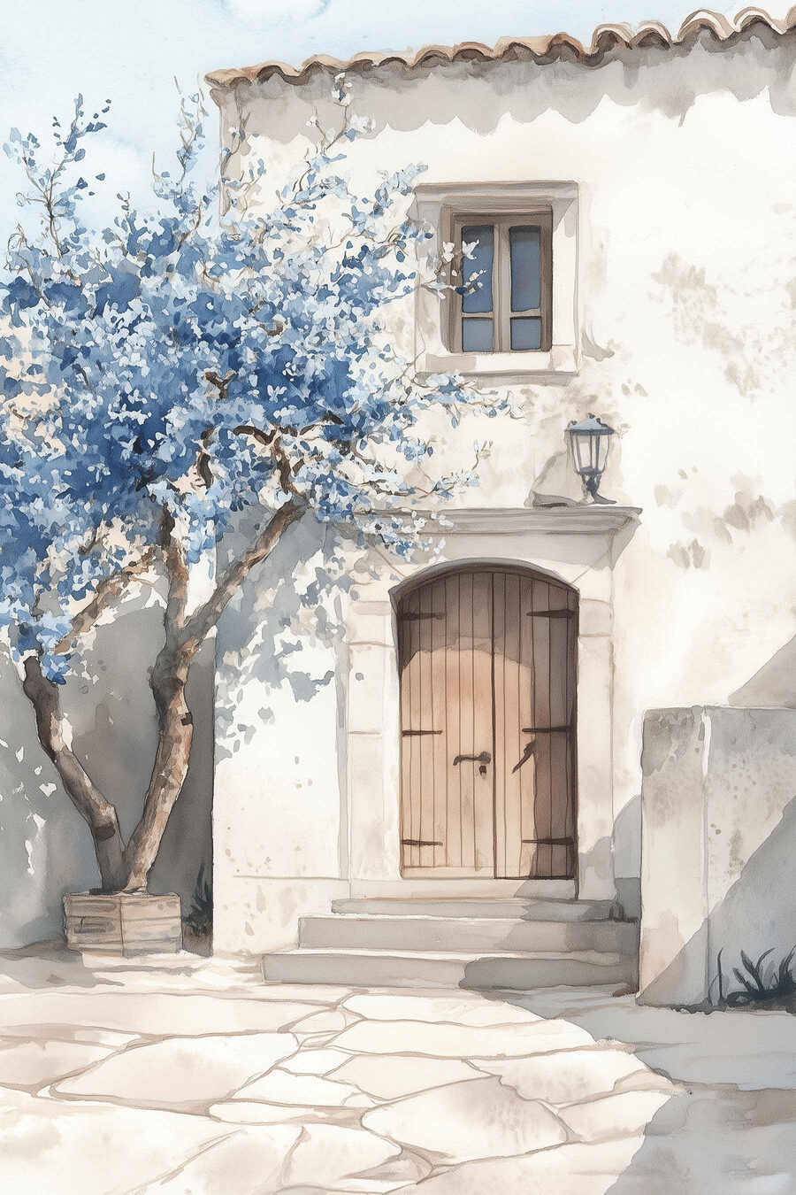 Albero blu alla porta — design completo