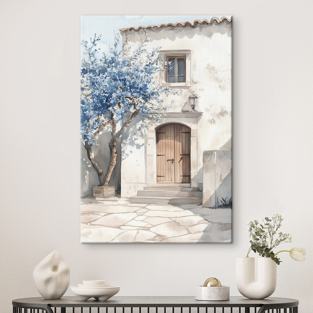 Albero blu alla porta — ambiente 1