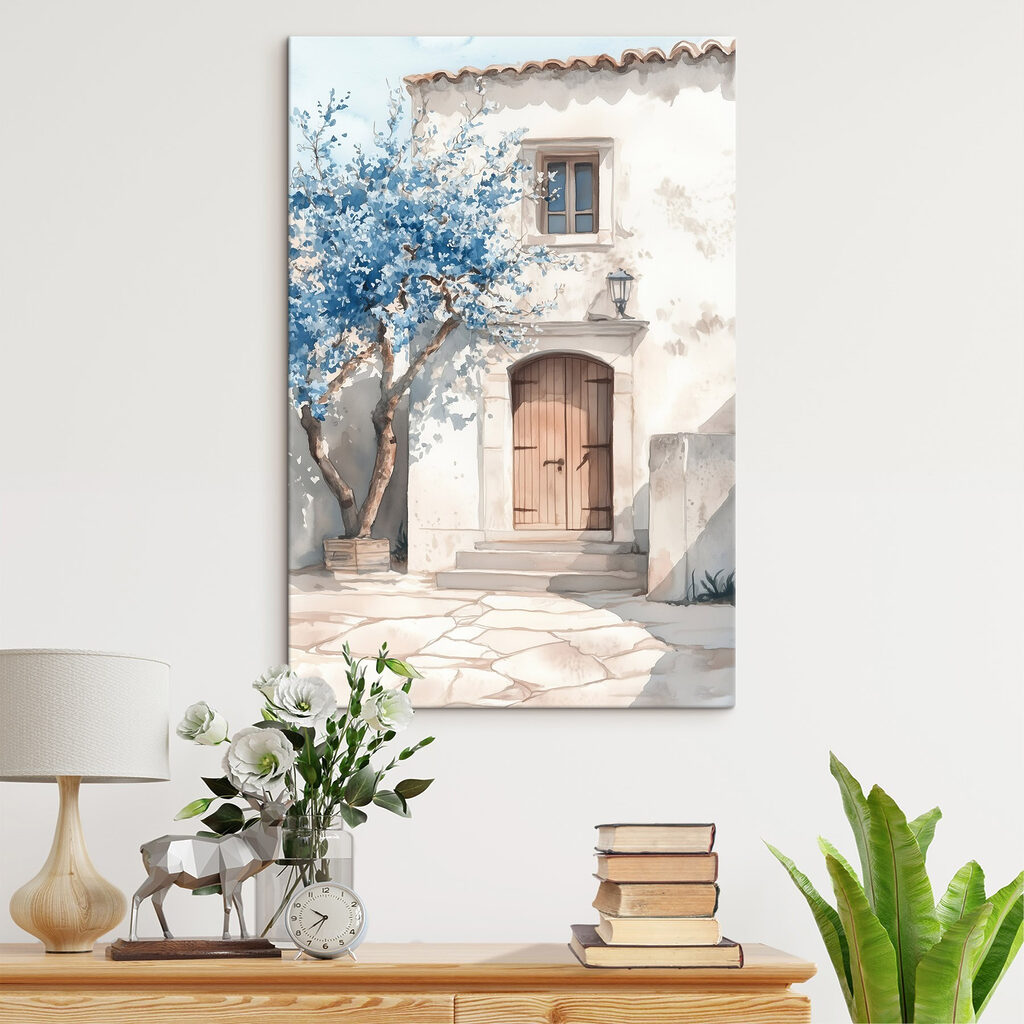 Albero blu alla porta — ambiente 2
