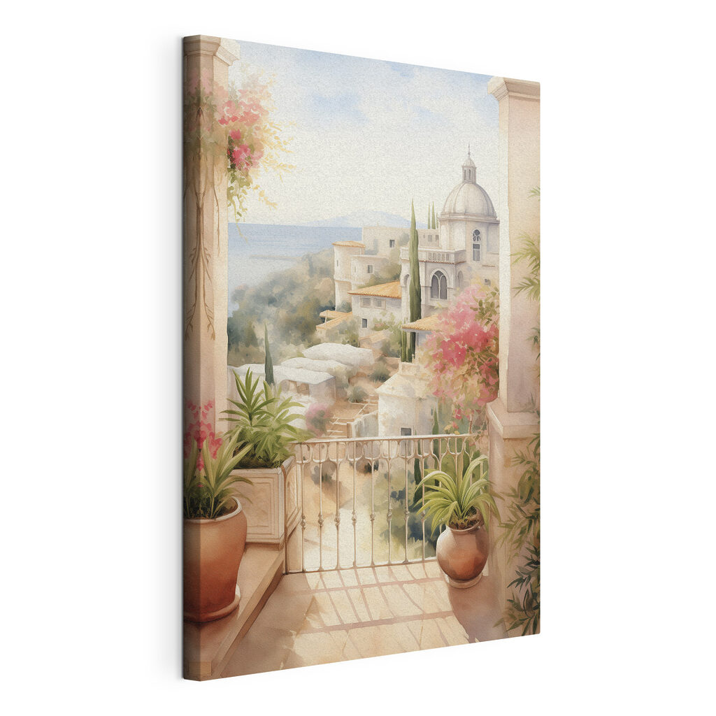 Terrazza soleggiata con cupola, tela tesa e bordo avvolto