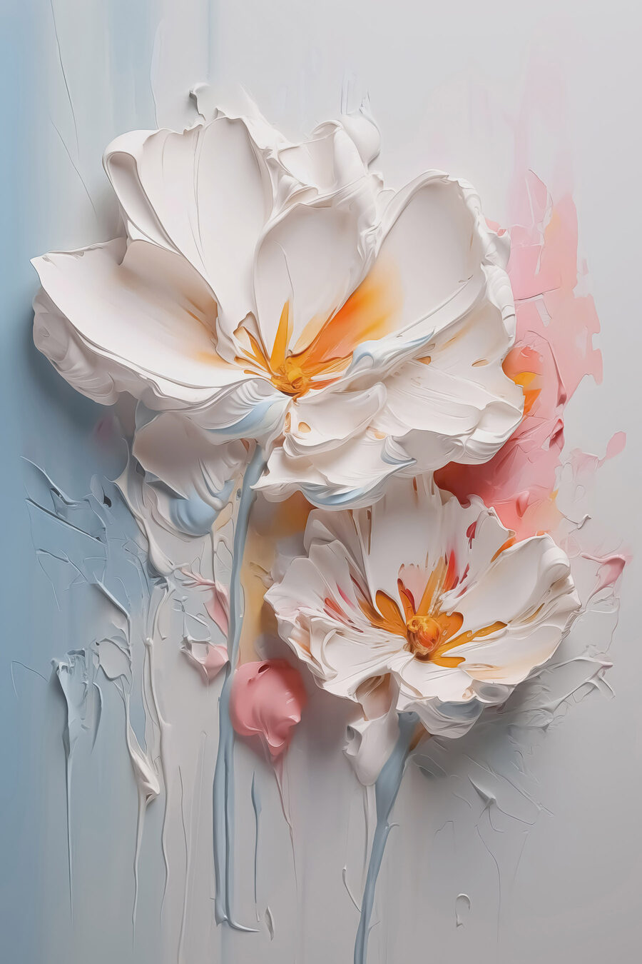 Fiori bianchi, macchie pesca — design completo