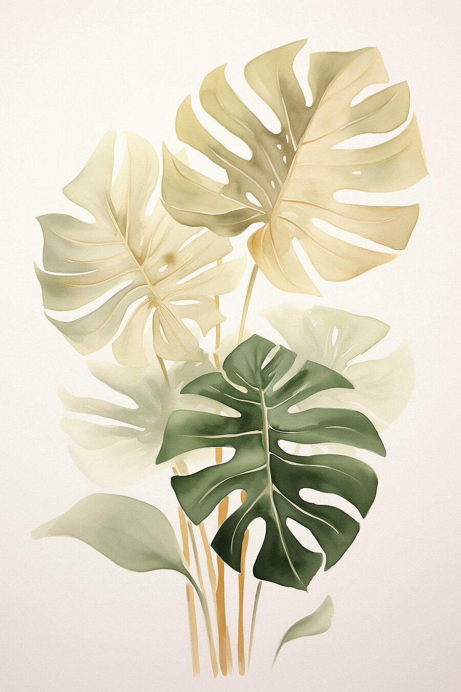 Monstera in toni giallo-verdi — design completo