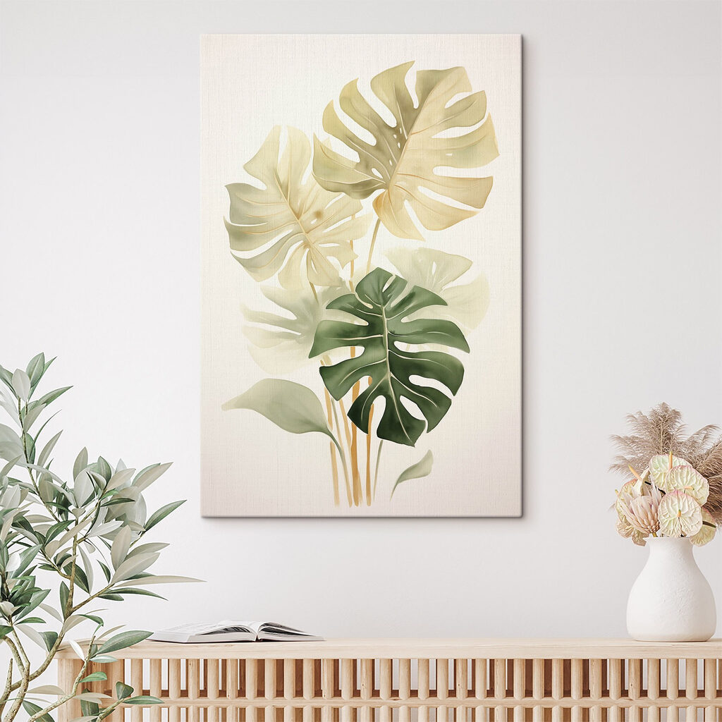 Monstera in toni giallo-verdi — ambiente 1