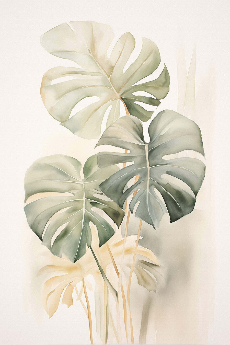 Monstera dalle foglie chiare — design completo